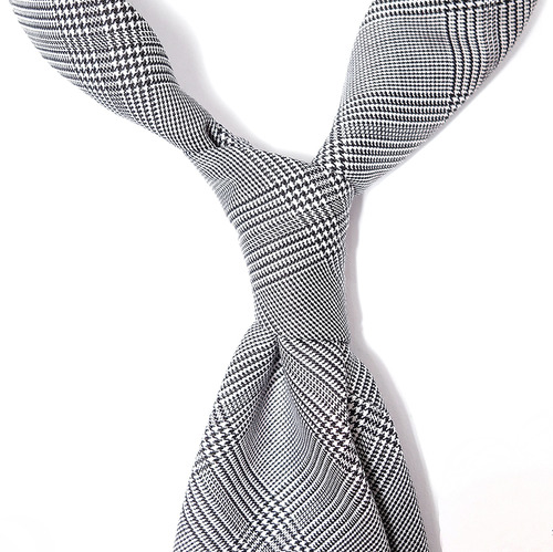Black&amp;White Gleckcheck Wool Tie